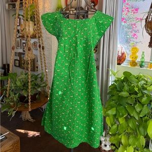 1960s Foral Apron/House Dress with slit back